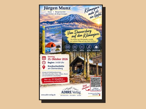 Plakat der Multimedia-Lesung Vom Donnersberg auf den Kilimanjaro